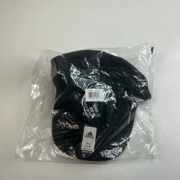 Adidas Baseball Hat Womens Aero ready Adjustable Black Reflective UPF 50 Running - Picture 1 of 5
